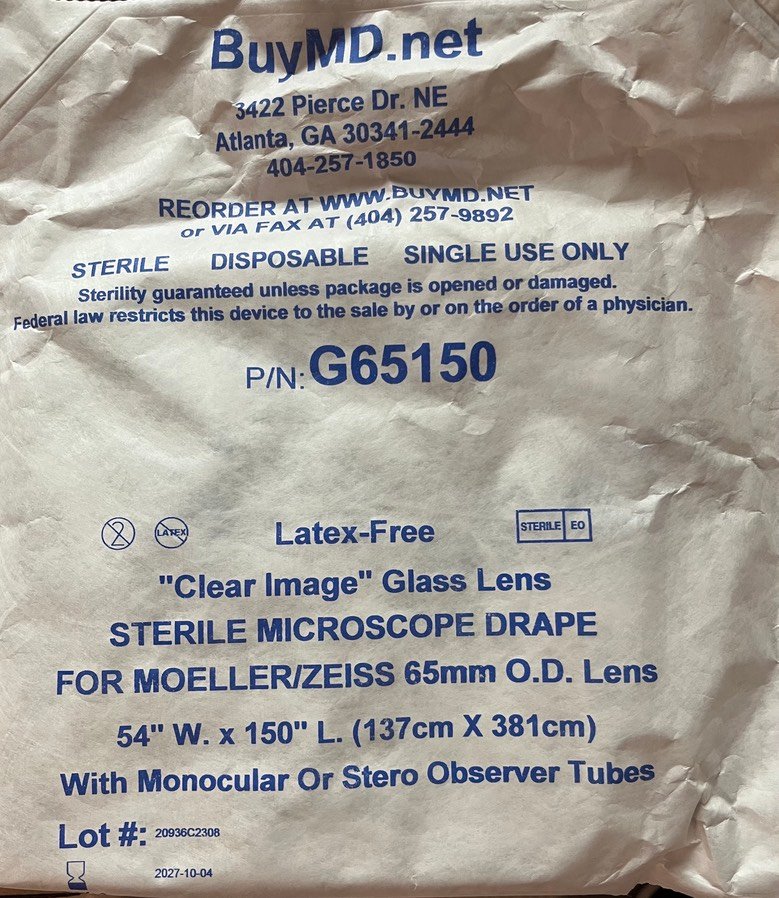 Microscope drape 54W x 150L — photo 1