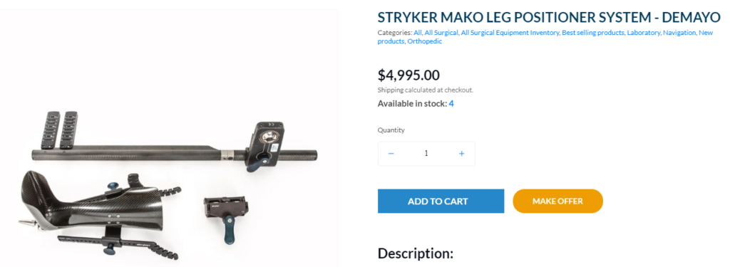 Stryker Mako Leg positioner system — photo 1